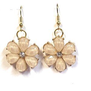 Yellow Cabochon Small Flower Earrings